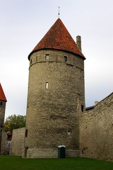 Medieval tower and town wall at Tallinn Estonia