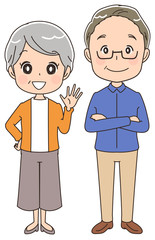 シニア夫婦のイラスト