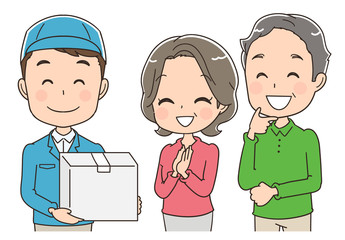 シニア夫婦と荷物のイラスト