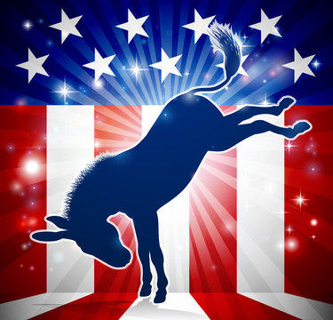 Donkey Democrat Political Mascot Kicking