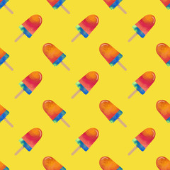 Seamless background image colorful watercolor texture popsicle pattern