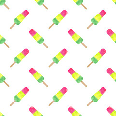 Seamless background image colorful watercolor texture popsicle pattern