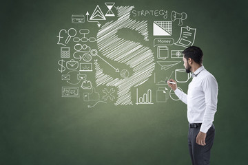 Businessman drawing icons