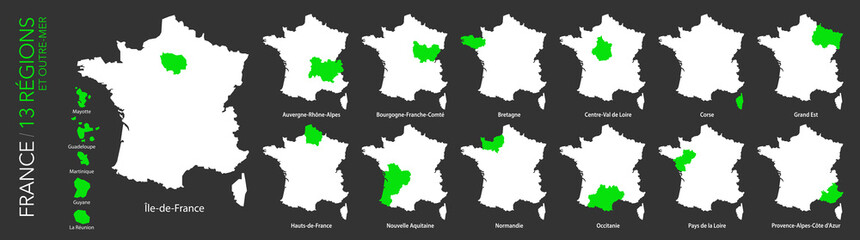Carte de France / 13 régions et outre-mer