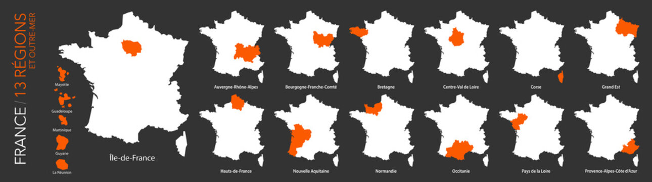 Carte de France / 13 régions et outre-mer