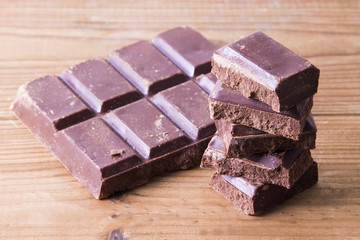 Chocolate on wooden background