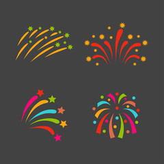 Firework vector illustration celebration holiday event night explosion light festive party