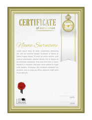 White official certificate with gold border and red wafer