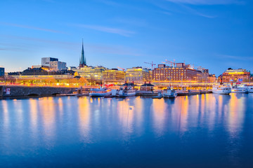 Obraz premium Stockholm cityscape at night in Sweden