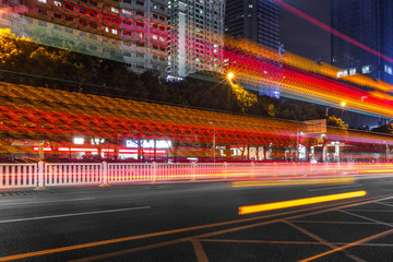Fototapeta na wymiar urban traffic view at night in modern city of China.