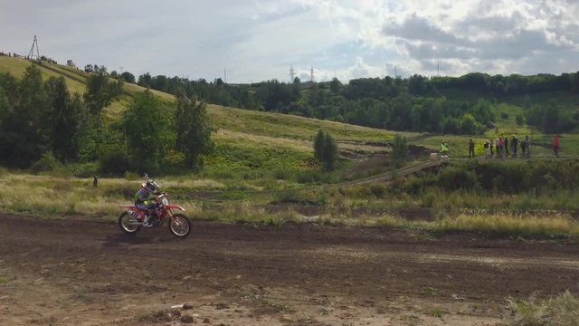 Motorcyclist at the Championship in motocross in Russia