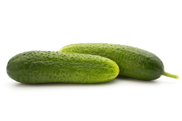 Eco cucumber on white background. Fresh vegetables.