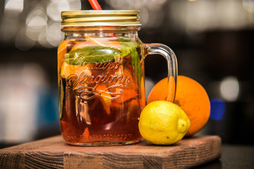 Refreshing ice drink prepared from fresh fruit.