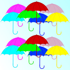 Colorful umbrellas. Pattern for decorating paper, wallpaper, fabric, background. Vector illustration.