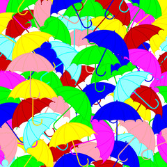 Fototapeta na wymiar Colorful umbrellas. Seamless pattern for decorating paper, wallpaper, fabric, background. Vector illustration.