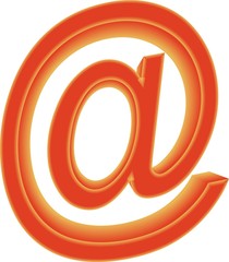 Fototapeta premium Red e-mail internet icon, communication symbol @