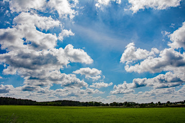 Beautiful cloud formations on the blue sky