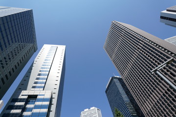 Fototapeta na wymiar Modern business architecture, high-tech technology in Tokyo 