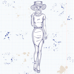 Sketch of a model with a dogs head