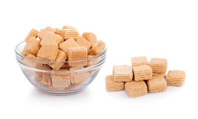 Milk wafers cubes isolated on white background