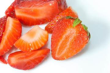 bunch of chopped strawberries