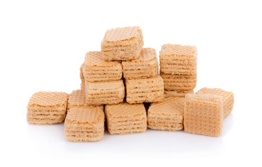 Milk wafers cubes isolated on white background