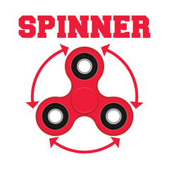 Fidget finger spinner stress, anxiety relief toy. Hand spinner icon isolated on white background.