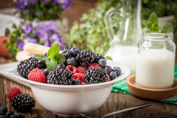 Mix of berries in a bowl.