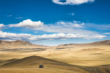 Panoramic view of the high mountain on a sunny day
