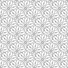 Fototapeta premium retro seamless wallpaper background black white curve spiral outline cross flower kaleidoscope
