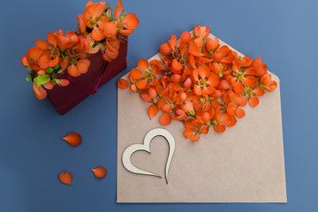 A kraft envelope full of different colors. He lay flat. The concept of love.