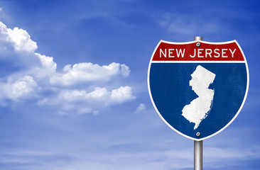 New Jersey road sign map - obrazy, fototapety, plakaty