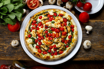 Seafood pizza