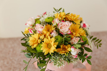 Bouquet of fresh flowers. Colorful flower