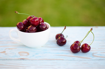red ripe cherry on a background