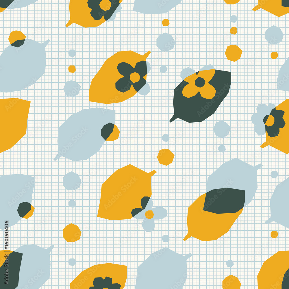 Poster seamless pattern with leaves and dots