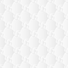 Neutral white geometric texture. Abstract oriental arabesque background with 3d effect.  Vector seamless repeating pattern.