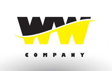 WW W Black and Yellow Letter Logo with Swoosh.