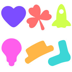 heart hat light bulb in color