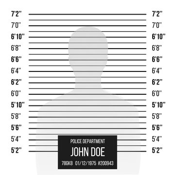 Police Mugshot Vector. Police Lineup Isolated On White Background Illustration