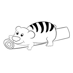 tiger-bear cub on a wooden log