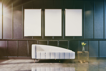 White sofa in a gray living room toned