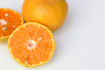Naklejka na ściany i meble Oranges slice , Slice of fresh oranges against on white background