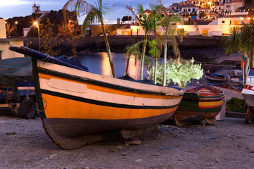 Fototapeta na wymiar Fishing boat in the haven of Camara del Lobos, Funchal, Madeira