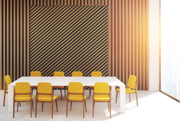 Square table conference room toned