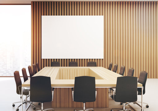 Rectangular meeting room, poster wood toned