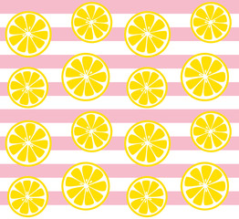 seamless lemon background with pink stripes