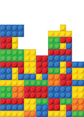 Perfect seamless vector pattern of plastic parts. The colors don’t mix with each other. The amount of details is equal by shape and color. 5 colors