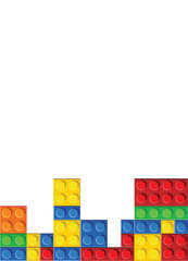 Perfect seamless vector pattern of plastic parts. The colors don’t mix with each other. The amount of details is equal by shape and color. 5 colors