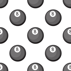 Billiards balls seamless pattern pool or snooker balls with cue ball vector illustration.
